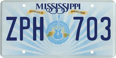 MS license plate ZPH703