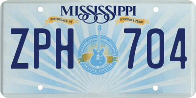 MS license plate ZPH704