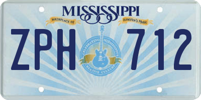 MS license plate ZPH712