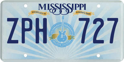 MS license plate ZPH727