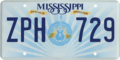 MS license plate ZPH729