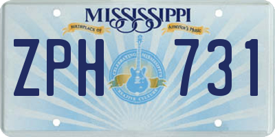 MS license plate ZPH731