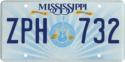MS license plate ZPH732