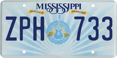 MS license plate ZPH733