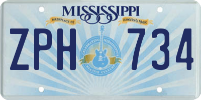 MS license plate ZPH734