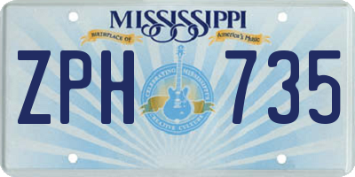 MS license plate ZPH735