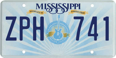 MS license plate ZPH741