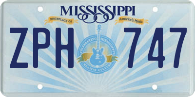 MS license plate ZPH747
