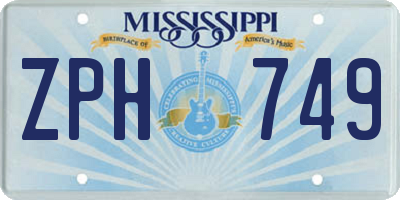 MS license plate ZPH749