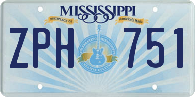 MS license plate ZPH751