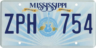 MS license plate ZPH754