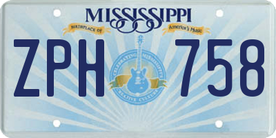MS license plate ZPH758