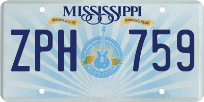 MS license plate ZPH759