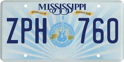 MS license plate ZPH760