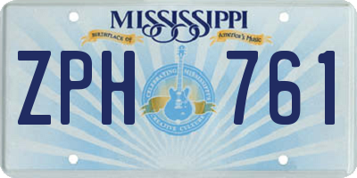 MS license plate ZPH761