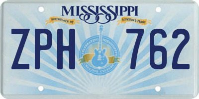 MS license plate ZPH762