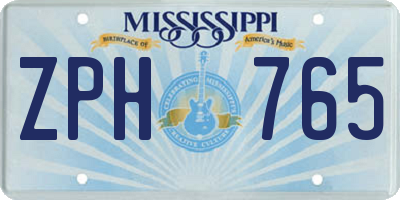 MS license plate ZPH765