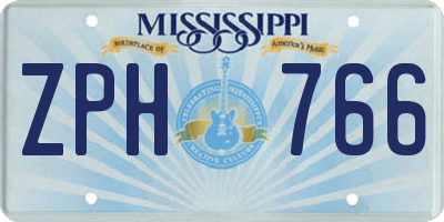 MS license plate ZPH766