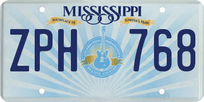 MS license plate ZPH768