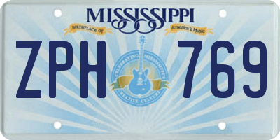 MS license plate ZPH769
