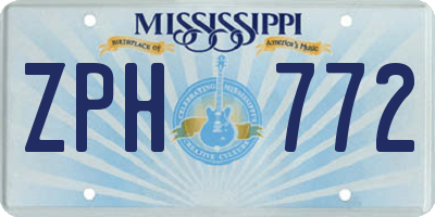 MS license plate ZPH772