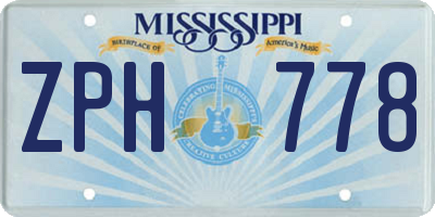 MS license plate ZPH778