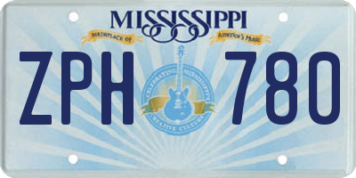 MS license plate ZPH780