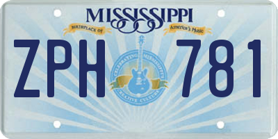 MS license plate ZPH781