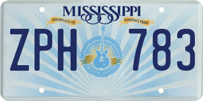 MS license plate ZPH783