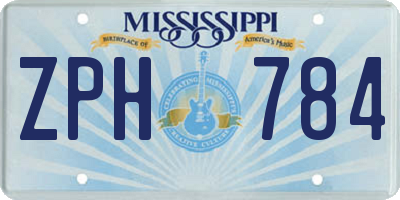MS license plate ZPH784