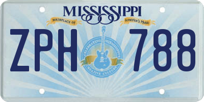 MS license plate ZPH788