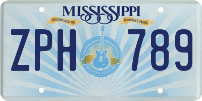 MS license plate ZPH789