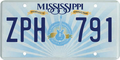 MS license plate ZPH791