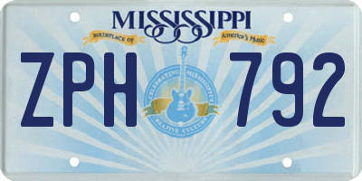 MS license plate ZPH792