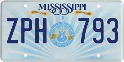 MS license plate ZPH793