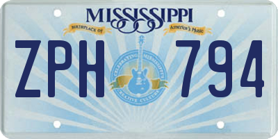 MS license plate ZPH794