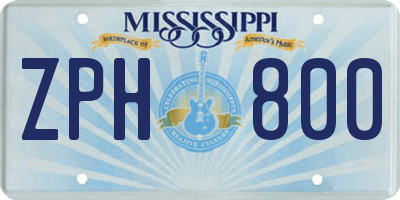 MS license plate ZPH800
