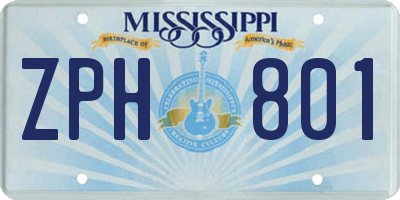 MS license plate ZPH801