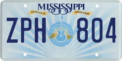 MS license plate ZPH804