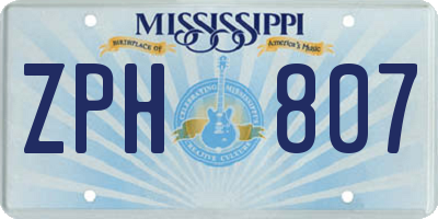 MS license plate ZPH807