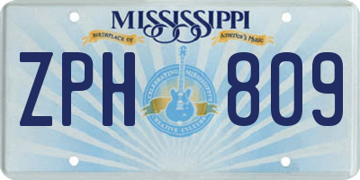 MS license plate ZPH809