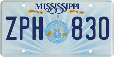 MS license plate ZPH830
