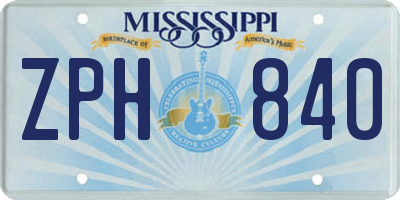 MS license plate ZPH840