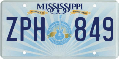 MS license plate ZPH849
