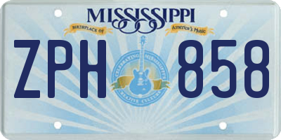 MS license plate ZPH858