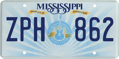MS license plate ZPH862