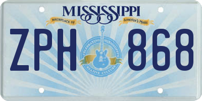 MS license plate ZPH868