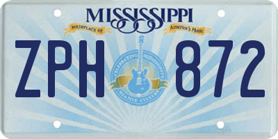 MS license plate ZPH872