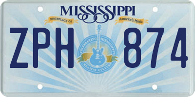 MS license plate ZPH874