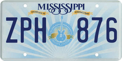 MS license plate ZPH876